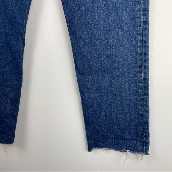 Levi’s Premium Wedgie Straight Jeans Blue Raw Hem Button Fly Sz 27 Dark Wash - Picture 8 of 13